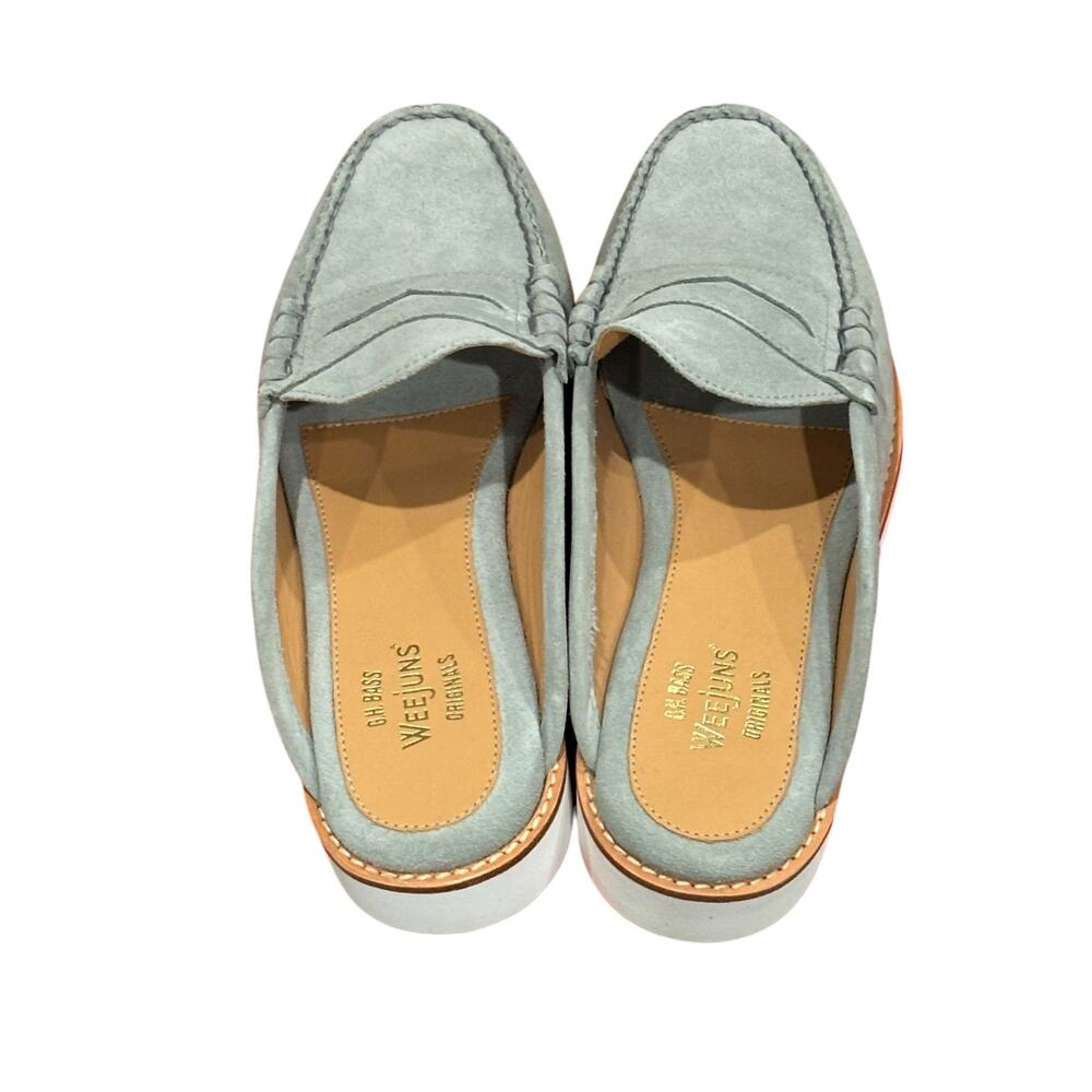 G.H. Bass Larson Suede Penny Loafer Mules in Sage green size 10 - Picture 3 of 7